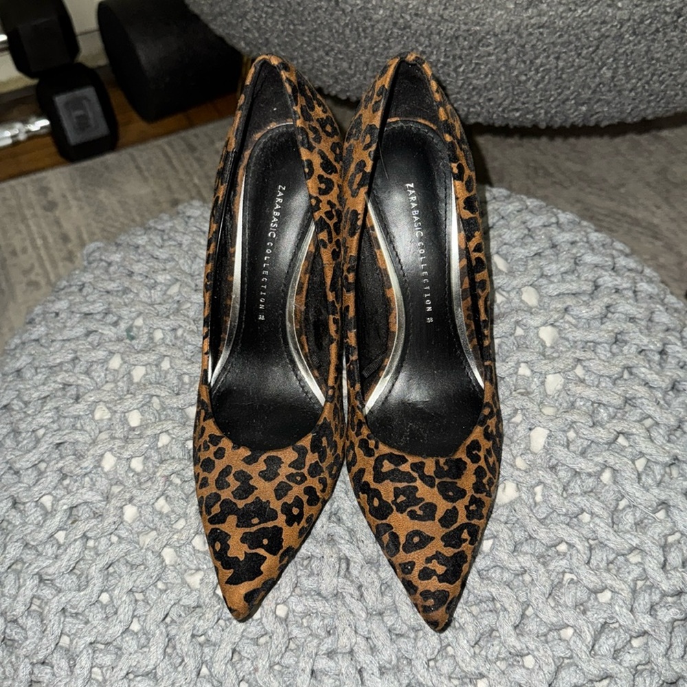 Zara basic animal print suede stiletto heel size 48 (7.5) - never worn